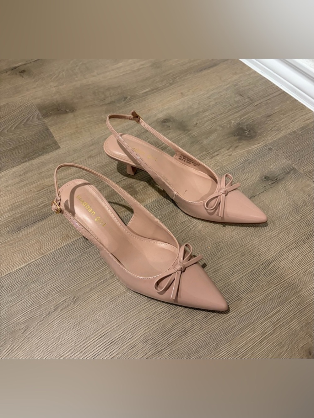 Madden Girl Blush Pink Pointed Slingback Heels with Bow - Picture 2 of 6